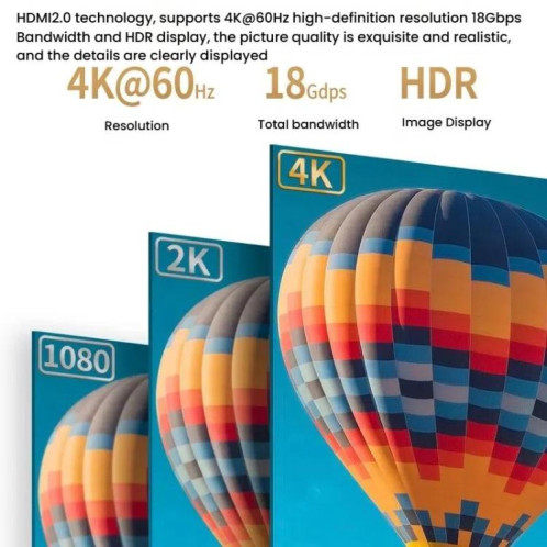 Câble HDMI 2.0 HD VegGieg V-H301 pour décodeur TV 4K 60 Hz, câble de projection vidéo pour écran d'ordinateur, longueur : 20 m SV3307771-09